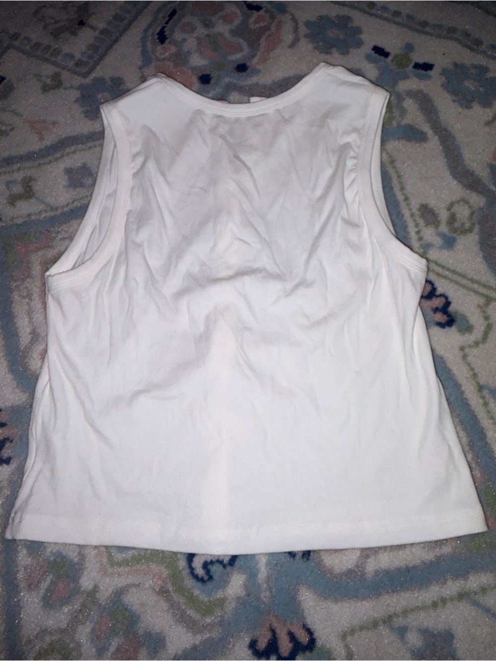 White Button-Front Women's Ribbed Tank Top - Picture 2 of 3